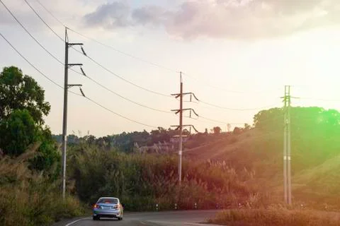 Driving on the road on top of mountain, Landscape nature view on the peak of  Foto stock
