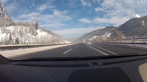 Driving on a road in winter Stock Footage 127040202