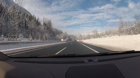 Driving on a road in winter 库存影片 127040212