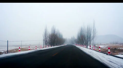 Driving on the road of Yu county in the early spring Stock-Footage 35854440
