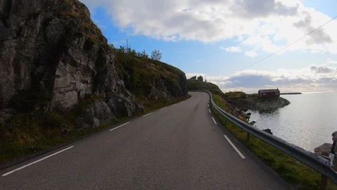 Driving the roads of the Lofoten Islands in Norway Stock Footage