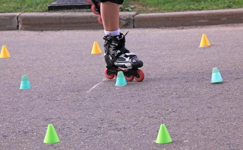 Driving with roller blades Foto stock