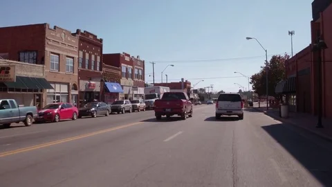 Driving on Route 66 through a small town in Oklahoma Video stock 82026016