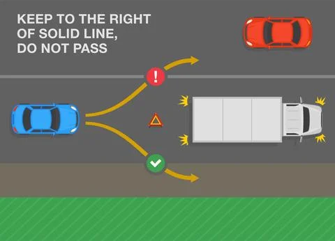 Driving rules. Top view of a broken down truck which blocked the road. Stock Illustration