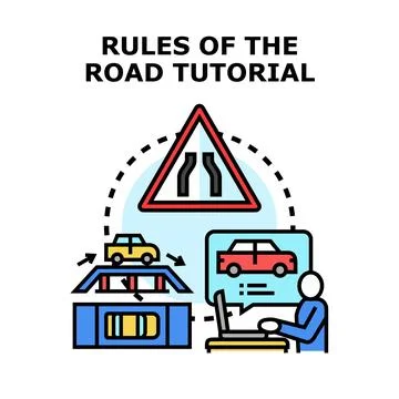Driving rules tutorial concept with road safety education Stock Illustration