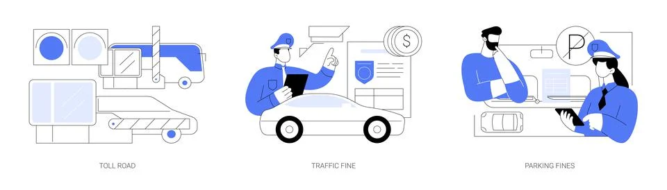 Driving rules violation abstract concept vector illustrations. Illustrazione stock