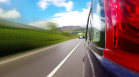 Driving on a rural road  in the mountains. Stock Footage 64671328