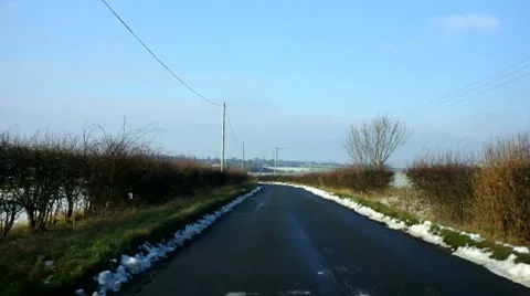 Driving on a rural road in winter Video stock 10748493