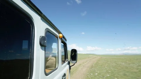 Driving a Russian made UAZ-452 Van off-road in Mongolia. Video stock 115035385