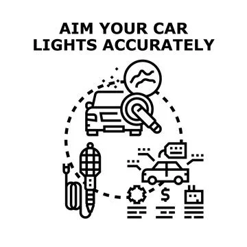Driving safety with accurate headlight adjustment concept Stock Illustration