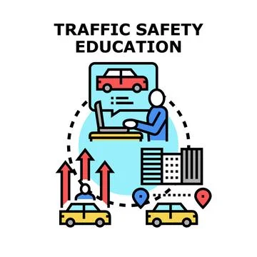 Driving safety education developing skills for urban routes Ilustración de archivo
