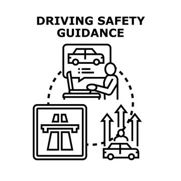 Driving safety guidance program for road trip planning Stock Illustration