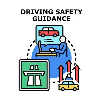 Driving safety guidance program for road trip planning Stock Illustration