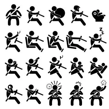 Driving Safety Guide Do and Don't Stick Figure Pictogram Icon Stock-Illustration