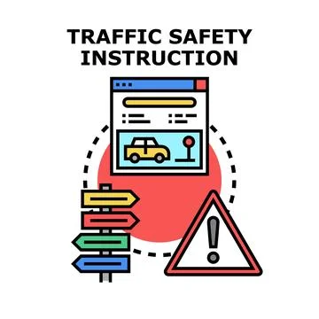 Driving safety instruction concept with rules and directions Stock Illustration