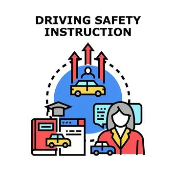 Driving safety instruction professional educational training concept Stock Illustration