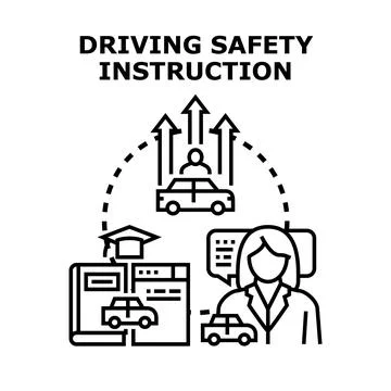 Driving safety instruction professional educational training concept Stock Illustration