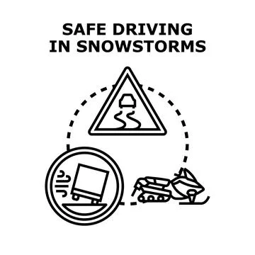 Driving safety in winter storms flat illustration concept 库存插图