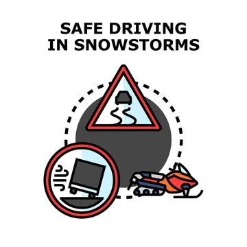 Driving safety in winter storms flat illustration concept Stock Illustration