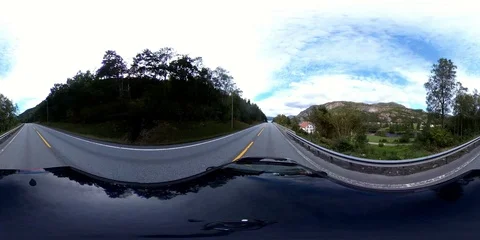 Driving in Scandinavia - birdsview Stockbeeldmateriaal 94809012