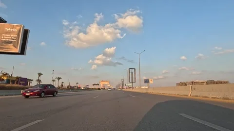 Driving Scene Across Cairo Ain Sokhna Desert Highway Showing Multi Lane Vehicles Stock Footage 329980156