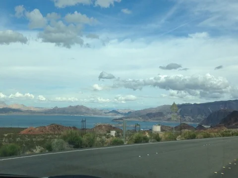 Driving On Scenic Highway Interstate 40 From Nevada to Arizona Stock Footage 77581280