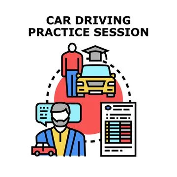 Driving school concept for car practice session Stock Illustration