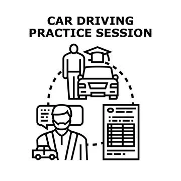 Driving school concept for car practice session Stock Illustration