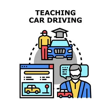 Driving school concept learning vehicle operation skills Stock Illustration