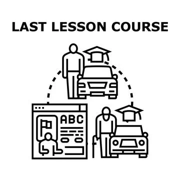 Driving school course completion preparing for license exam Stock Illustration