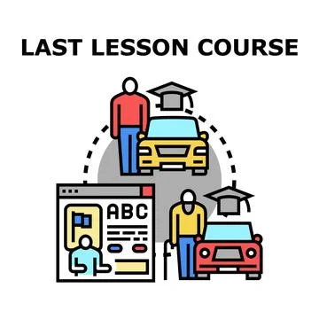 Driving school course completion preparing for license exam Stock Illustration