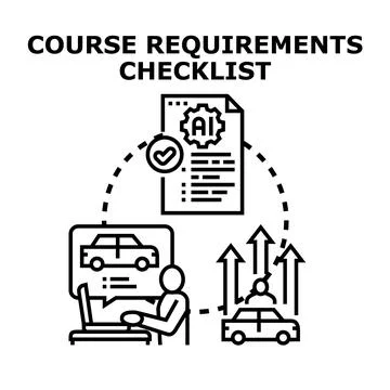 Driving school course requirements learning progress concept Stock Illustration