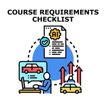 Driving school course requirements learning progress concept Stock Illustration