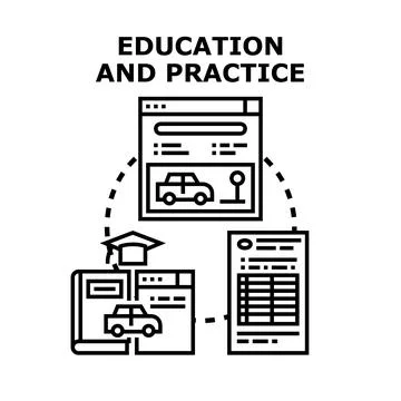 Driving school education, learning, and practice concept 스톡 일러스트