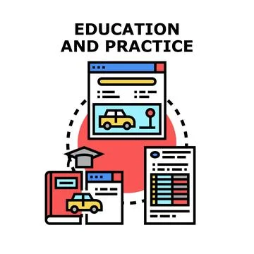 Driving school education, learning, and practice concept Stock Illustration