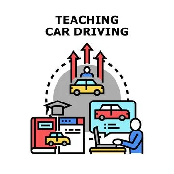 Driving school education learning safe road skills Stock Illustration