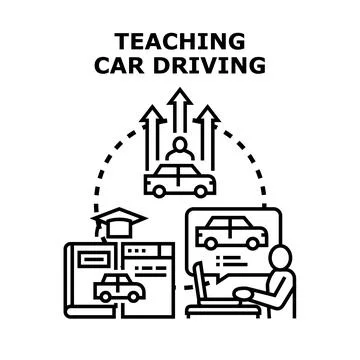 Driving school education learning safe road skills Stock Illustration