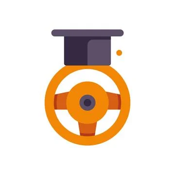Driving school education learning steering wheel graduation cap イラスト素材