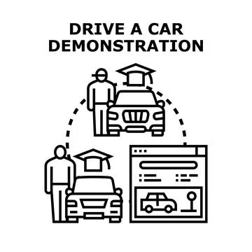 Driving school education process learning to get license Stock Illustration