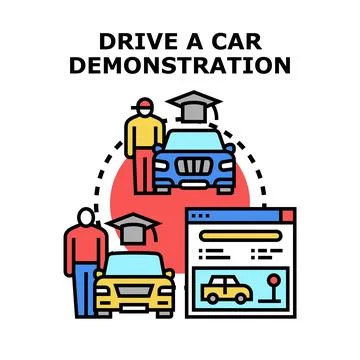 Driving school education process learning to get license Stock Illustration