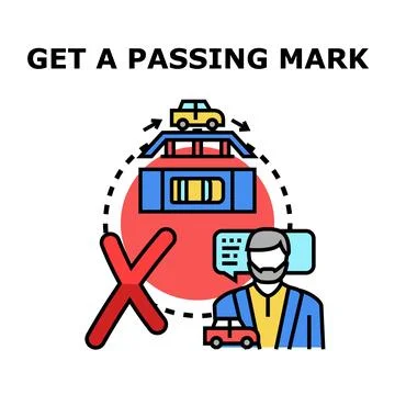 Driving school exam difficulty for getting passing mark Stock Illustration