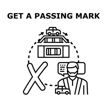Driving school exam difficulty for getting passing mark Stock Illustration