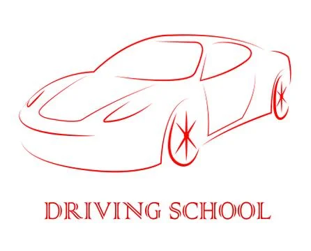 Driving School Indicates Learning To Drive A Car Stock Illustration