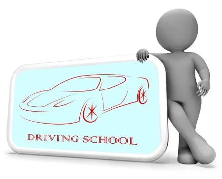 Driving School Indicates Learning To Drive 3d Rendering Illustrazione stock