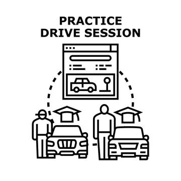Driving school learning and practice session concept Stock Illustration