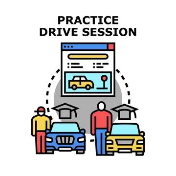 Driving school learning and practice session concept 스톡 일러스트
