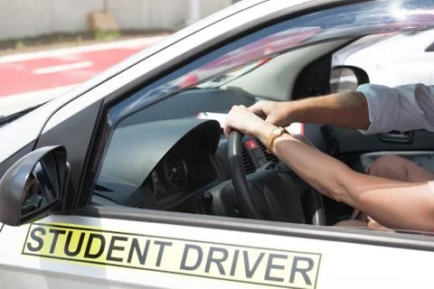 Driving school. learning to drive a car. Stock Photos