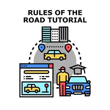 Driving school learning road rules tutorial concept Stock Illustration