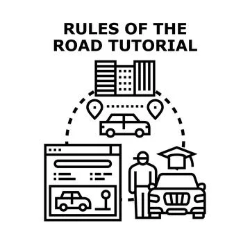 Driving school learning road rules tutorial concept Stock Illustration