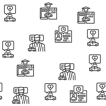 Driving School Lesson Vector Seamless Pattern Ilustración de archivo